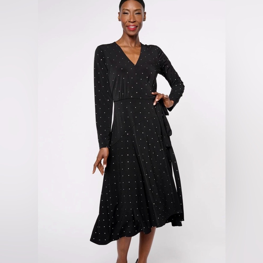 Susan Graver Women's Dress Sz XL Occasions Reg Embellished Liquid Black
